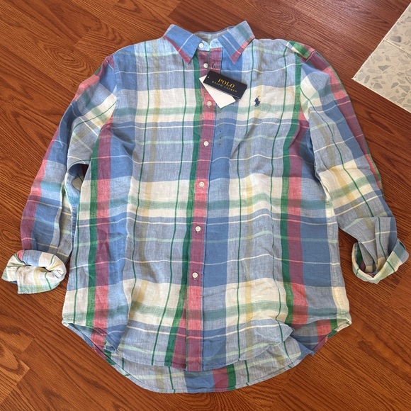 Polo Ralph Lauren Classic Fit Plaid Linen Shirt - Picture 1 of 3